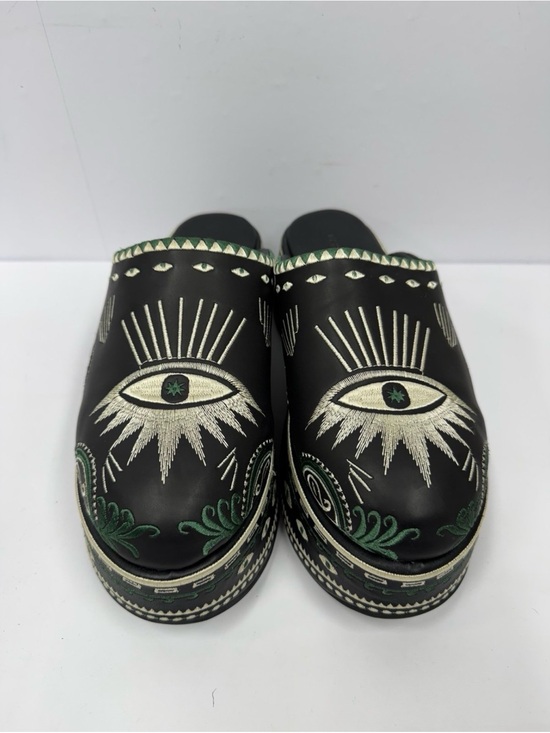 FARM Rio Shoes - Farm Rio Black Platform Clogs Embroidered Mystic